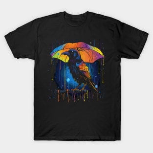 Crow Rainy Day With Umbrella T-Shirt